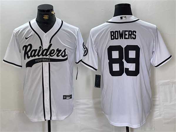 Mens Las Vegas Raiders #89 Brock Bowers White Cool Base Baseball Stitched Jersey->las vegas raiders->NFL Jersey